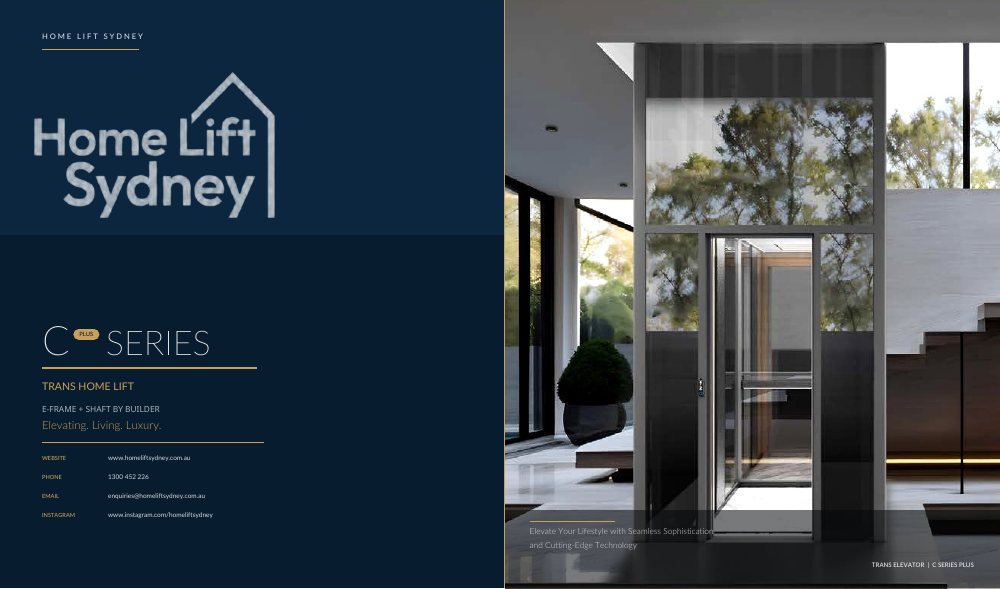 Home Lift Sydney CP Series E-Frame and shaft-by-builder brochure cover