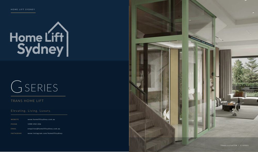 Home Lift Sydney G Series panoramic lift brochure cover