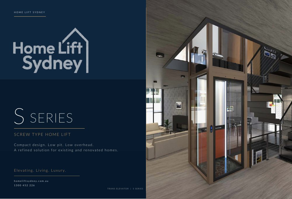 Home Lift Sydney S Series screw-drive home lift brochure cover